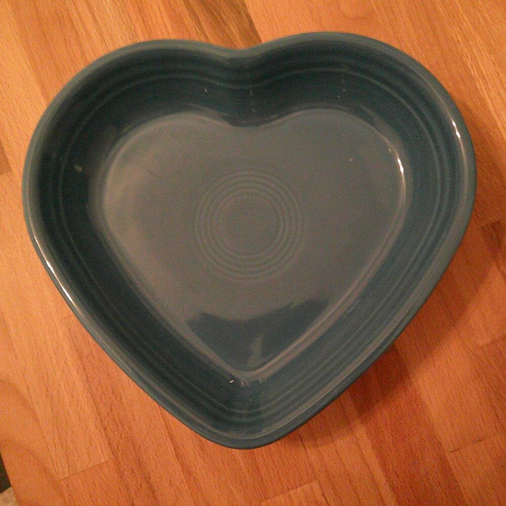 Fiestaware 7.5"  BLUE  RETIRED MEDIUM HEART dish